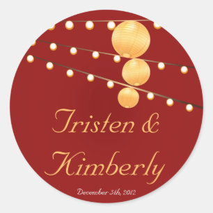 20 - 1.5"  Favor Stickers Paper Lanterns on Red