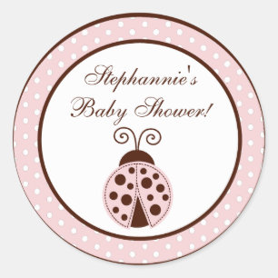 20 - 1.5" Favor Stickers Pink Ladybug