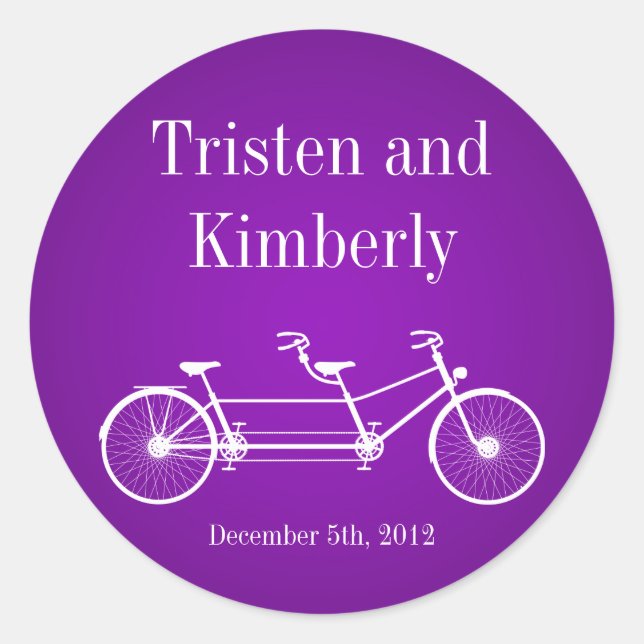 20 - 1.5"  Favor Stickers Purple Double Bike (Front)