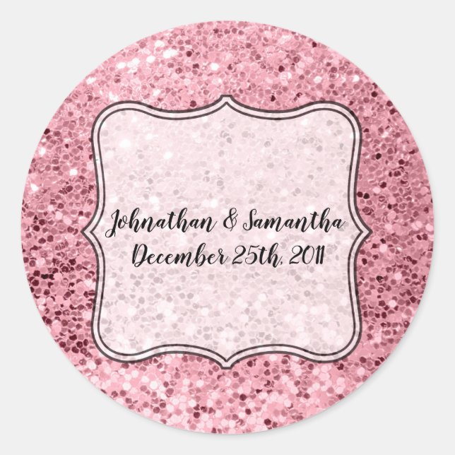 20 - 1.5"  Favor Stickers Rose Gold Glitter (Front)