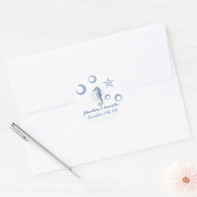 20 - 1.5"  Favor Stickers Seahorse Sea Ocean Beach (Envelope)