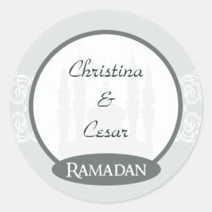 20 - 1.5" Favor Stickers Soft Blue Islamic Ramadan