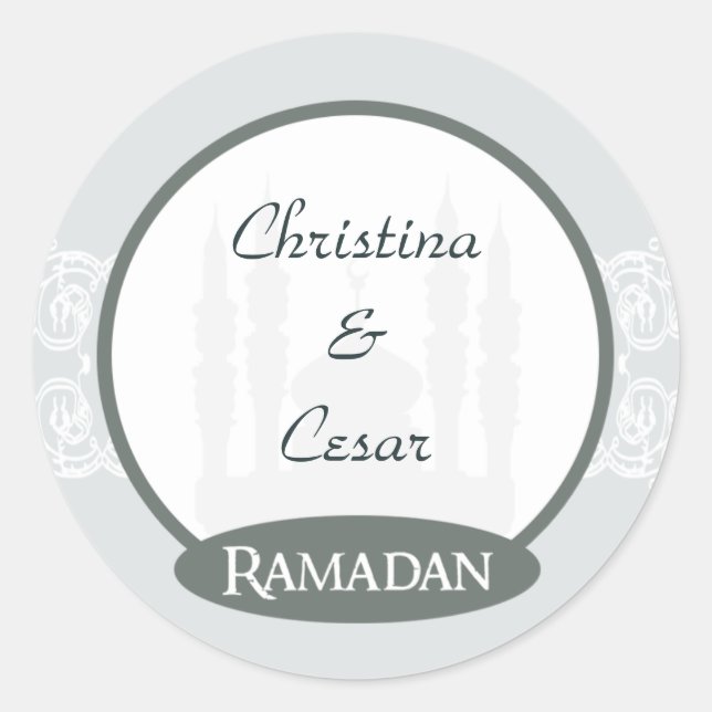 20 - 1.5" Favor Stickers Soft Blue Islamic Ramadan (Front)