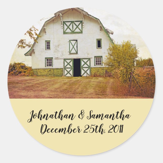 20 - 1.5"  Favor Stickers Sunset Barn Country Rust (Front)