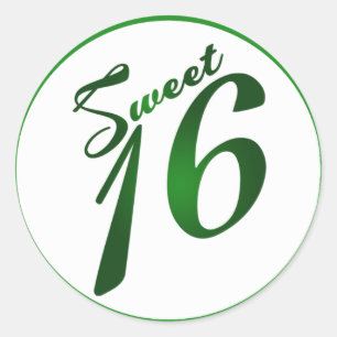 20 - 1.5"  Favor Stickers Sweet 16 Green