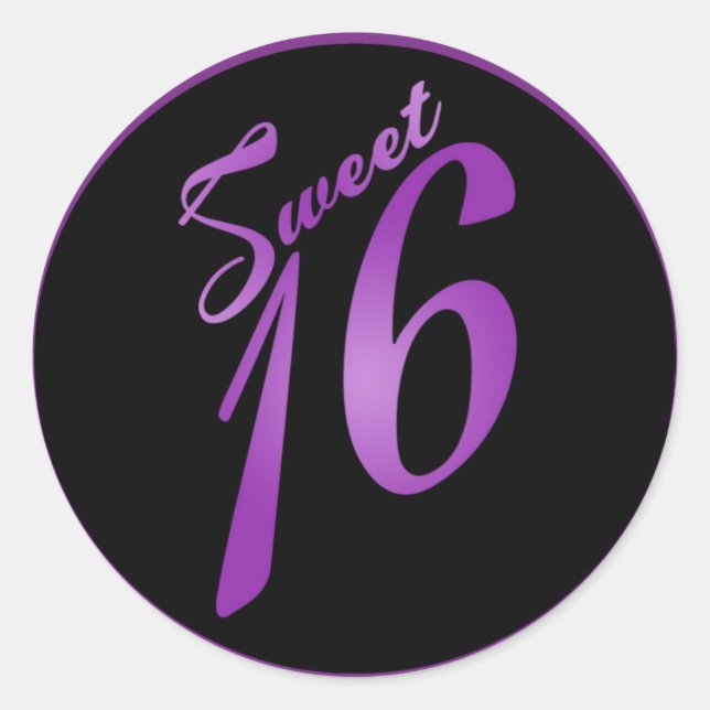 20 - 1.5"  Favor Stickers Sweet 16 Purple Lilac (Front)