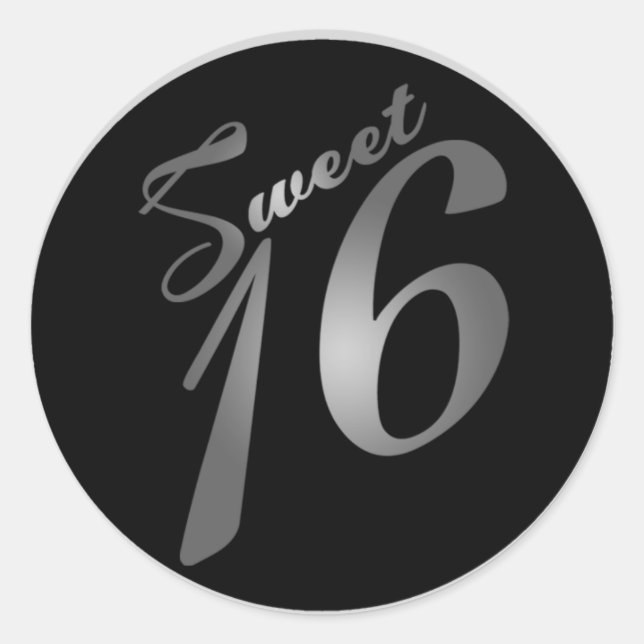 20 - 1.5"  Favor Stickers Sweet 16 Silver (Front)