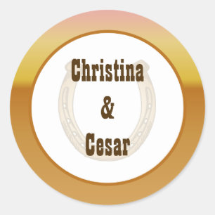 20 - 1.5" Favor Stickers Wagon Wheel/Horse Shoe Su