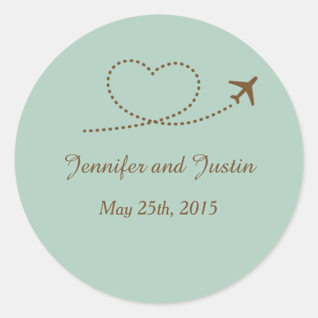 20 - 1.5 Inch Envelope Seal Blue Airplane Heart (Front)