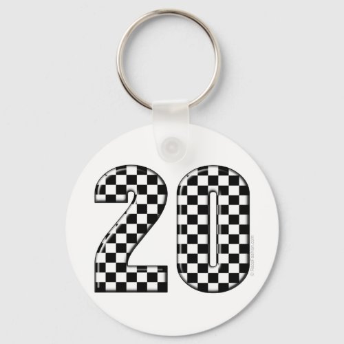 20 auto racing number keychain