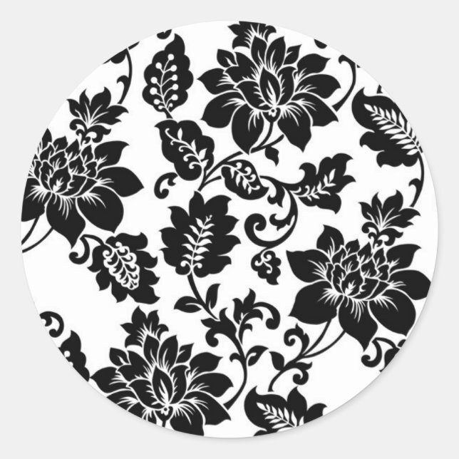 20 Black/Red Floral Damask Wedding Envelope Seal (Front)