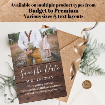 20 Budget Rustic Photo Save Date And Envelopes Advice Card by LowBudgetWedding at Zazzle