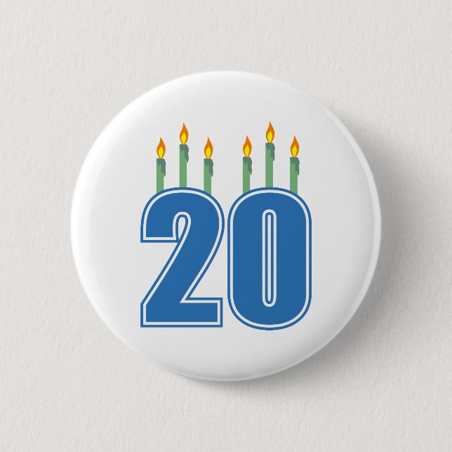 20 Candles (Blue / Green) Pinback Button (Front)