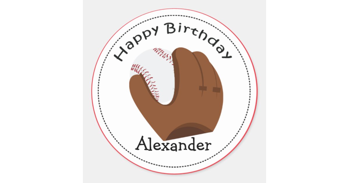 20 Customizable Cupcake Toppers Baseball Glove Classic Round Sticker ...