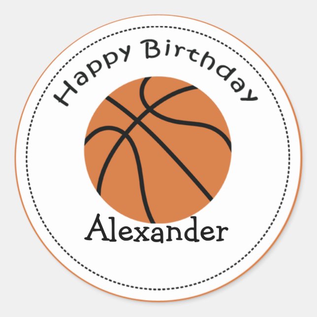 20 Customizable Cupcake Toppers Basketball Classic Round Sticker (Front)