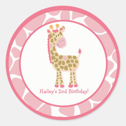 20 Customizable Cupcake Toppers Jungle Giraffe Classic Round Sticker