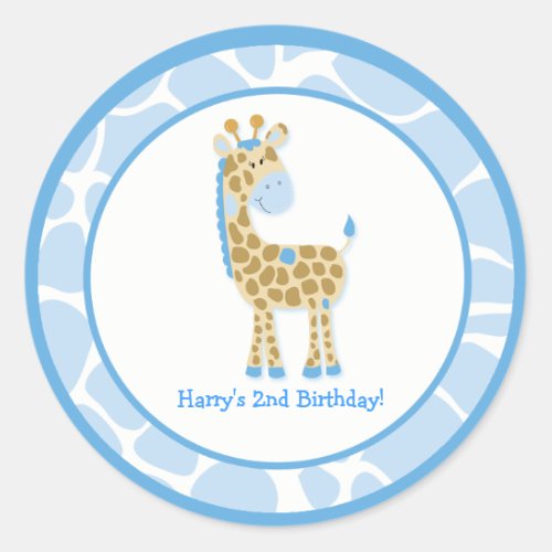 20 Customizable Cupcake Toppers Jungle Giraffe Classic Round Sticker