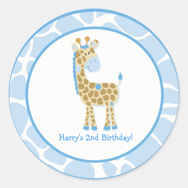 20 Customizable Cupcake Toppers Jungle Giraffe Classic Round Sticker (Front)
