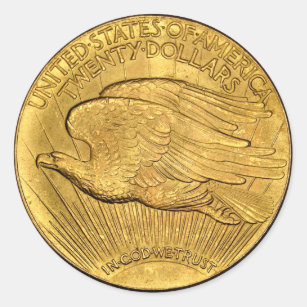 20 Dollar Eagle Gold Piece classic round sticker