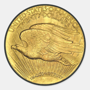 20 Dollar US Eagle Gold Piece Round Sticker