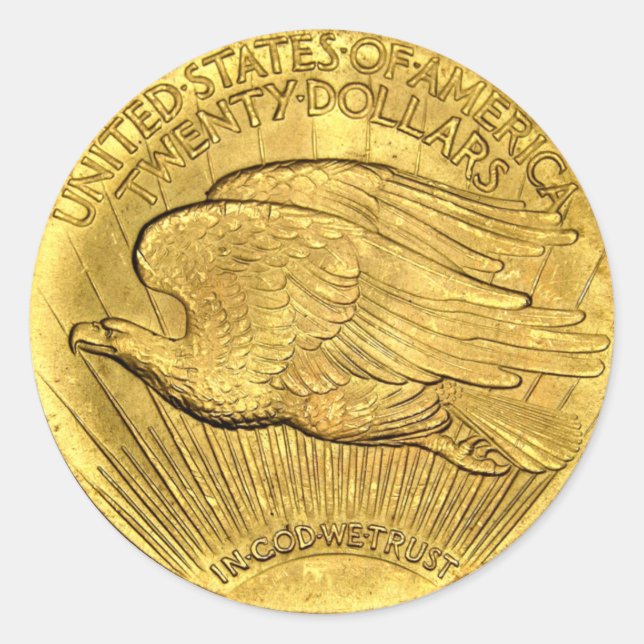 20 Dollar US Eagle Gold Piece Round Sticker (Front)