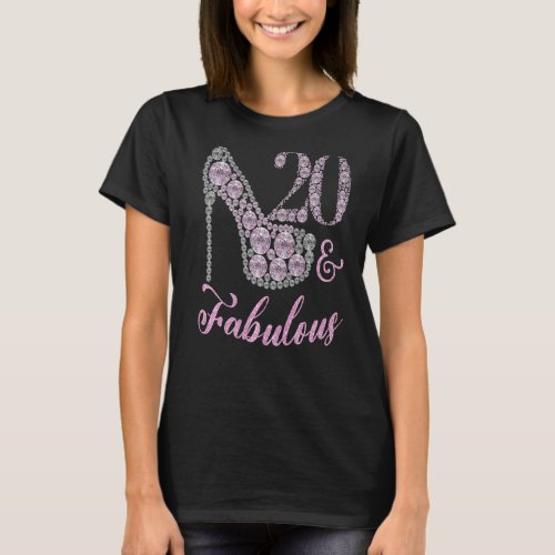 20 Fabulously Sparkly Shiny Heel 20th Birthday Gir T_Shirt