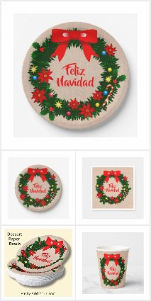 20+ Feliz Navidad Set of Christmas Decor Tableware