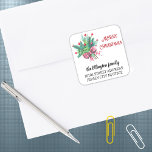 20 Fir Branches & Berries Return Address Christmas Square Sticker<br><div class="desc">Fir branches and eucalyptus leaves with red berries wrapped in a red buffalo check bow and Merry Christmas greeting decorate these cute square return address stickers. Save money with twenty 1.5" or six 3" square stickers for address and return address labels. Best value... minimum purchase is only one sheet. Easily...</div>