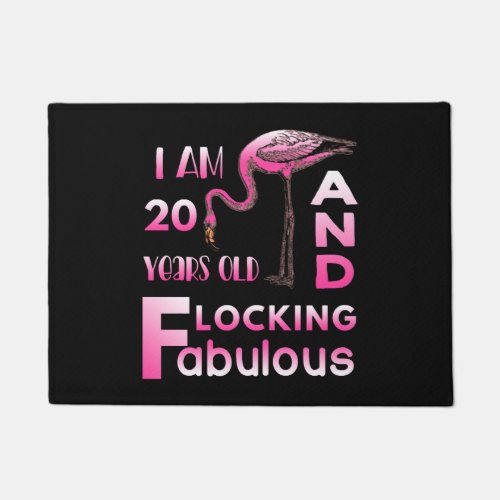 20 Flocking Fabulous Years Pink Flamingo Doormat