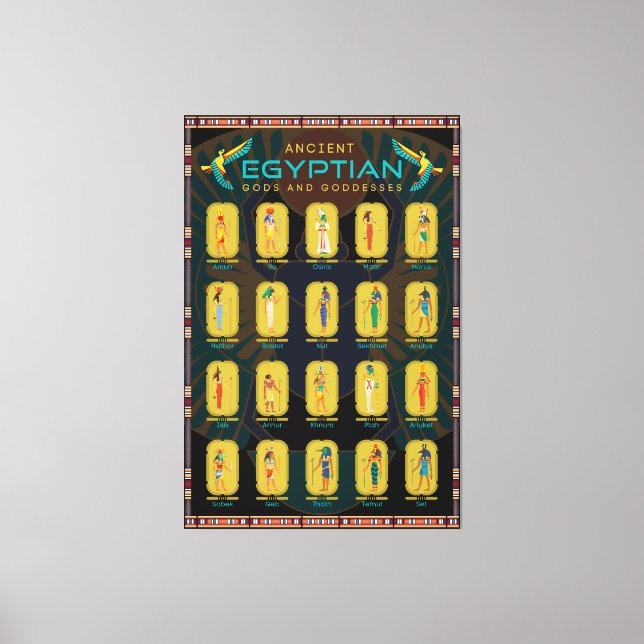20 Gods And Goddesses Of Ancient Egypt Canvas Print (Front)