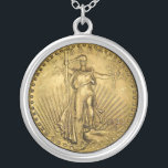 $20 GOLD COIN REPLICA SILVER PLATED NECKLACE<br><div class="desc">REPLICA GOLD COIN</div>