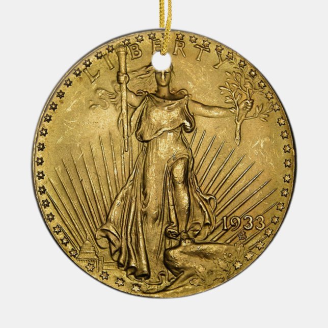 $20 GOLD PIECE CERAMIC ORNAMENT (Front)