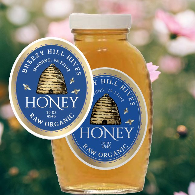 20 Gold Skep with Honeybees Honey on 14" Sticker (Creator Uploaded)