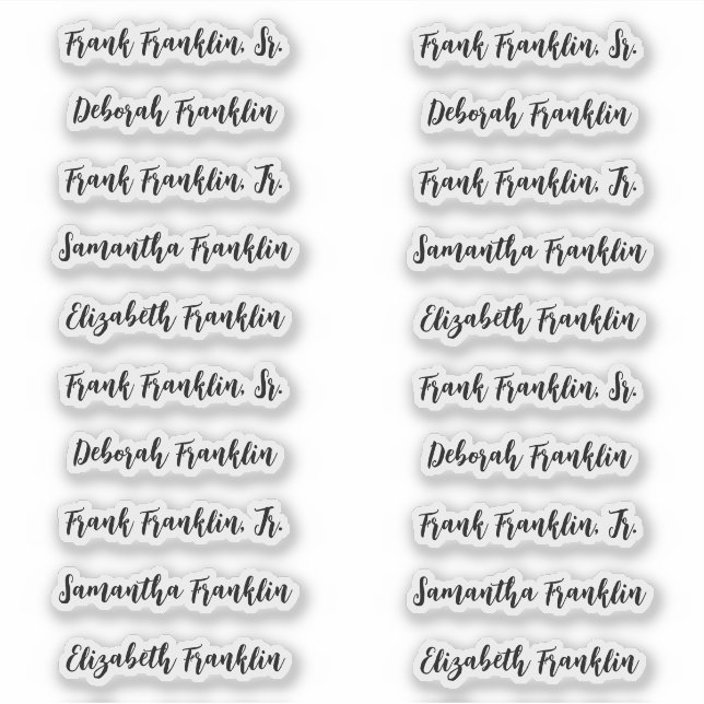 20 Guest Names Modern Bold Calligraphy Script Sticker (Front)