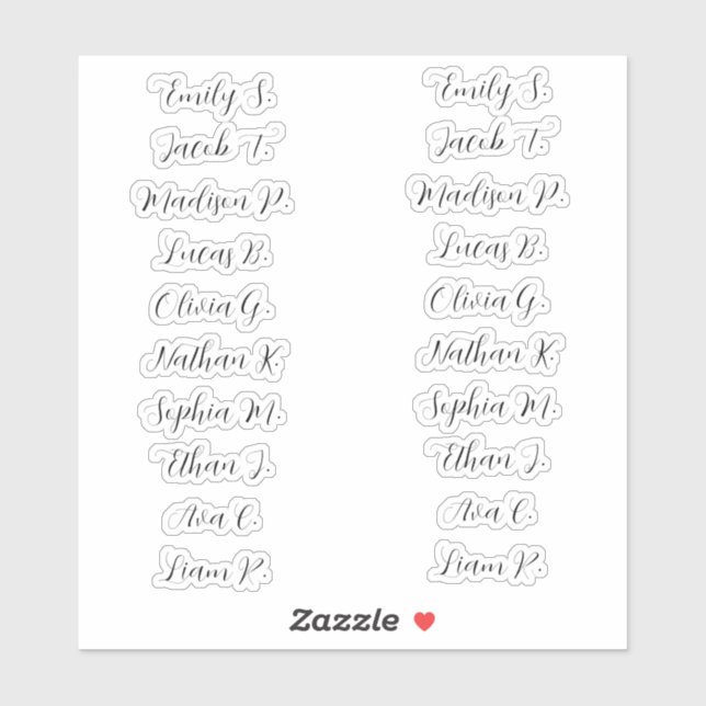 20 Guests Modern Elegant Calligraphy Sticker (Sheet)