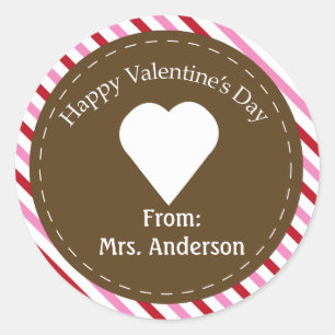 20 Happy Valentines Day Cupcake Toppers Classic Round Sticker
