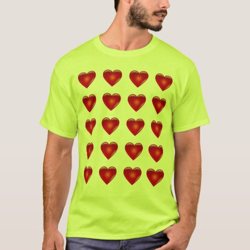 20 Hearts on Safety Yellow Green T_Shirt