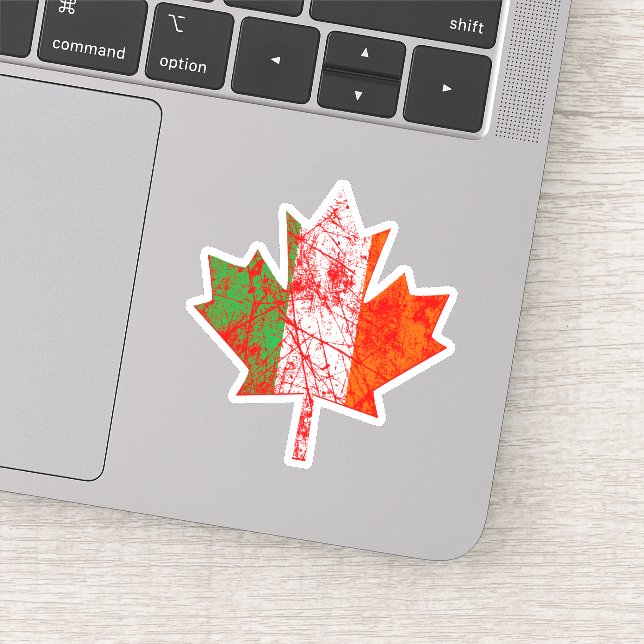 20 Irish Canadian Maple Leaf Anniversary 150 Years Sticker (Detail)