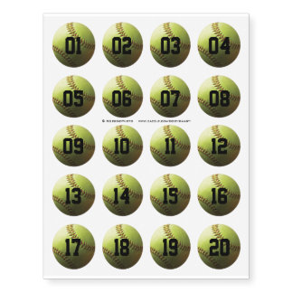 20 Number Template Temporary Tattoos