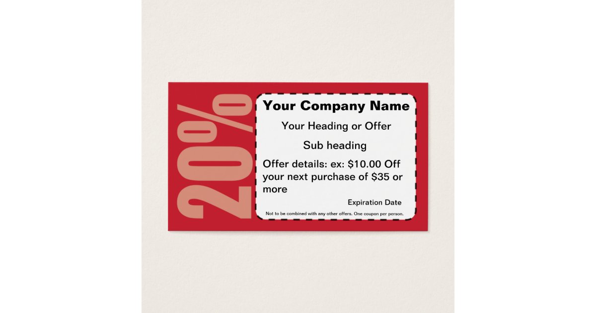 20 Off Coupon Business Card Zazzle