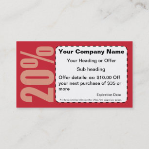 20% Off Coupon Business Card