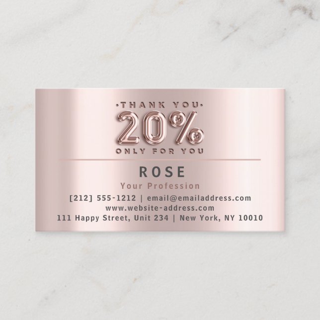 20% Off Discount Logo Thank Rose US American Flag Appointment Card (Front)