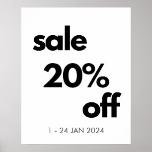 20% Off Sale Sign, Custom Retail Sale  Poster