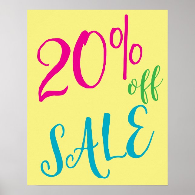 20% Off Sale Sign in Spring Colors, Retail Poster (Front)