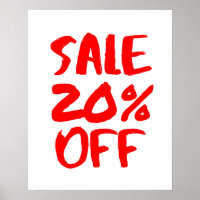 20% Off Sale Sign, Red Retail Store Signage, Large