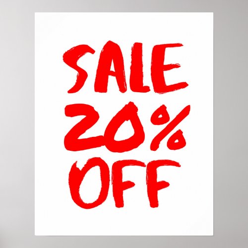 20 Off Sale Sign Red Retail Store Signage Large Poster