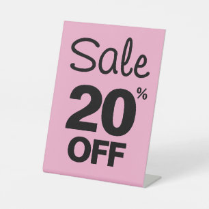 20% Off Sale Sign, Tabletop Counter Signage, Store Pedestal Sign