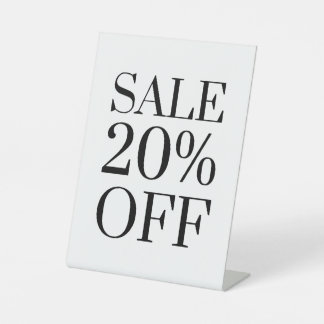 20% Off Sale Sign, Tabletop Counter Signage, Store Pedestal Sign