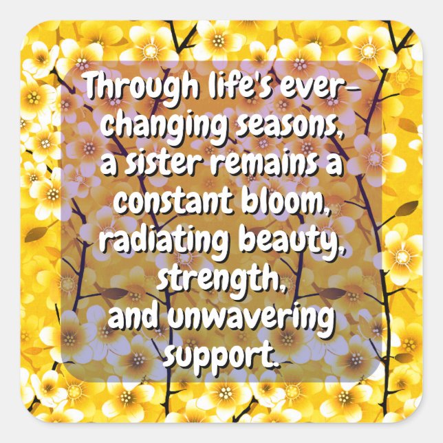 (20 pcs) Sister Quote with Vinyl Design | Floral Square Sticker (Front)