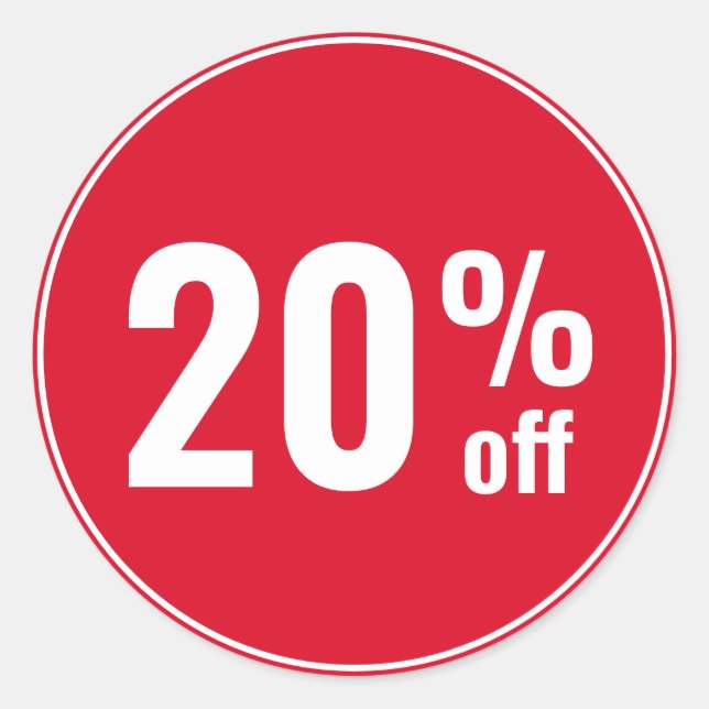 20 Percent off Discount Sale Classic Round Sticker (Front)